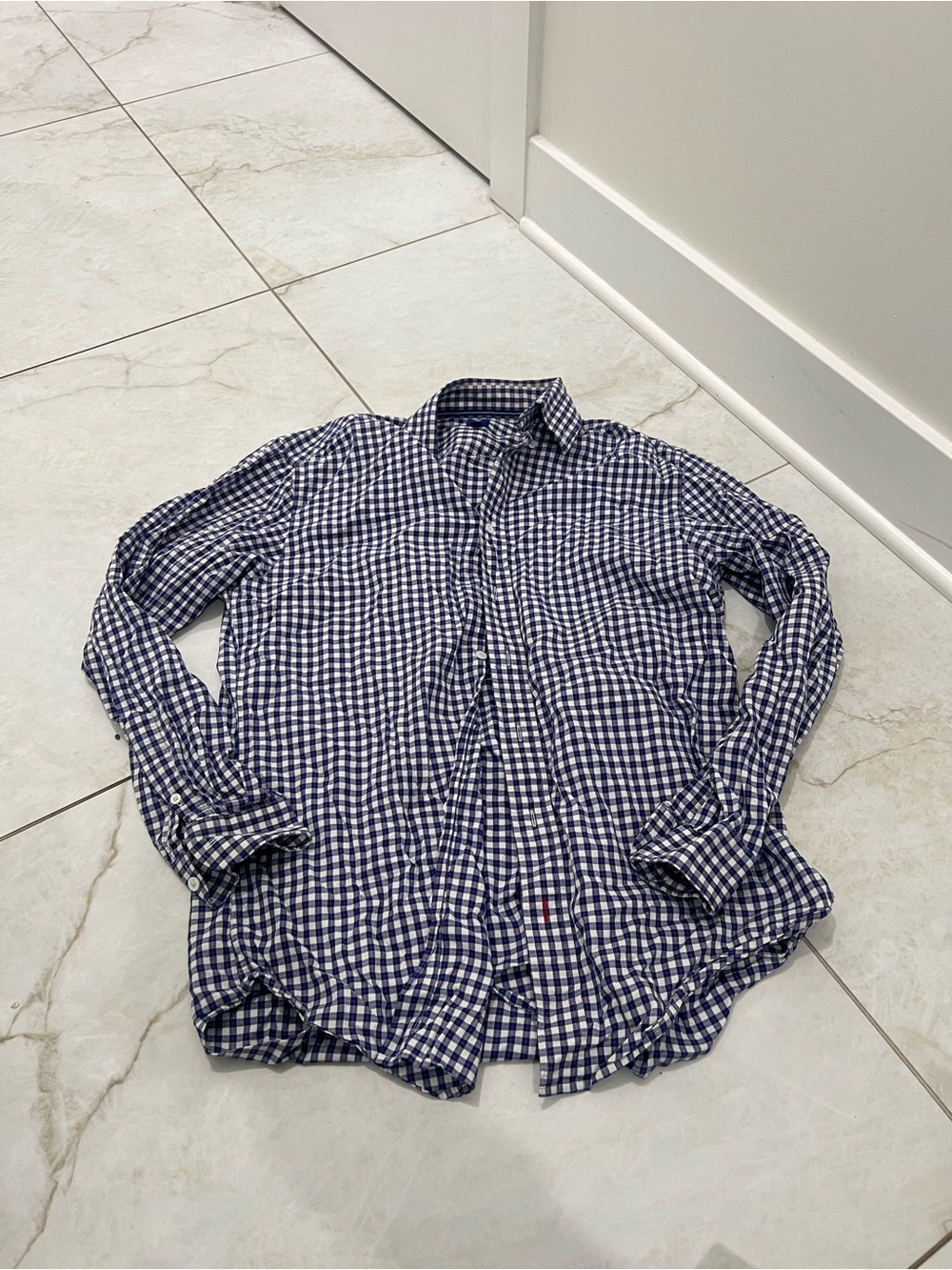 FootJoy 1857 Blue Checkered Button Down Shirt Size Medium